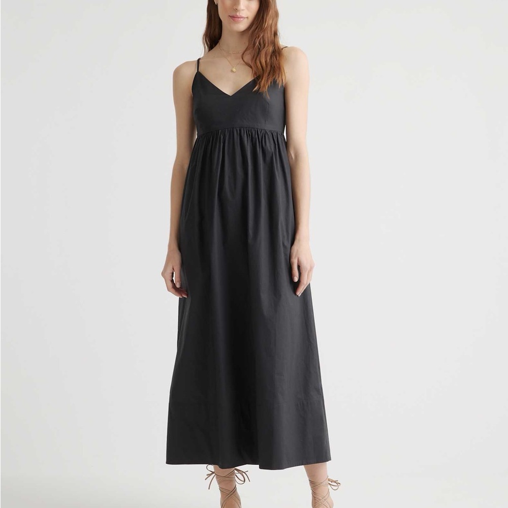 Quince 100% Organic Cotton Sleeveless Maxi Dress Black Size Small